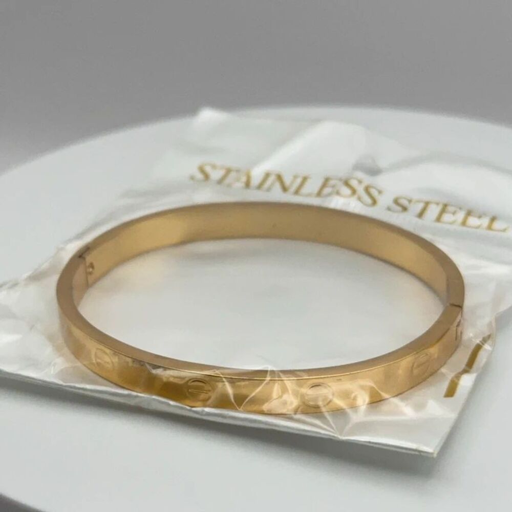 Gold Tone Stainless Steel Love Bracelet Bangle Cuff